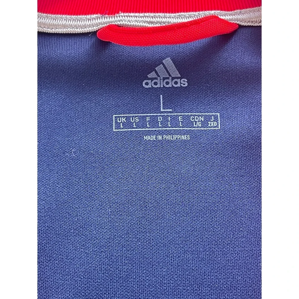 Adidas Track Jacket Red Navy Blue Athletic Full‎ Zip Men's Size L